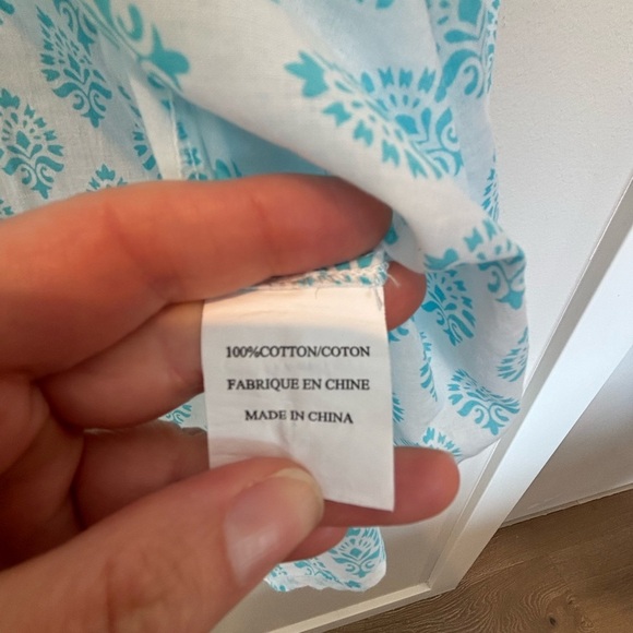 Women's Blue Patterned Button Down Shirt - Picture 5 of 6